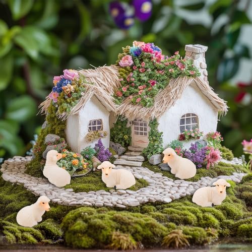 Comidox 50Pcs Cute Mini Resin Sheep Figurines Realistic Tiny Lamb Statues Bulk for Fairy Gardens Cake Toppers and Micro Landscape Decoration Little Sheep Decor for Car Accessories - Image 2