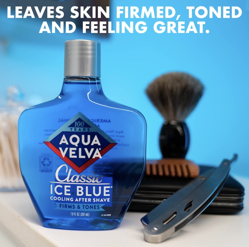 Aqua Velva أكوا فيلفا بعد الحلاقة، كلاسيك آيس بلو، يهدئ، يبرد، وينعش البشرة، 7 أونصة - Image 3