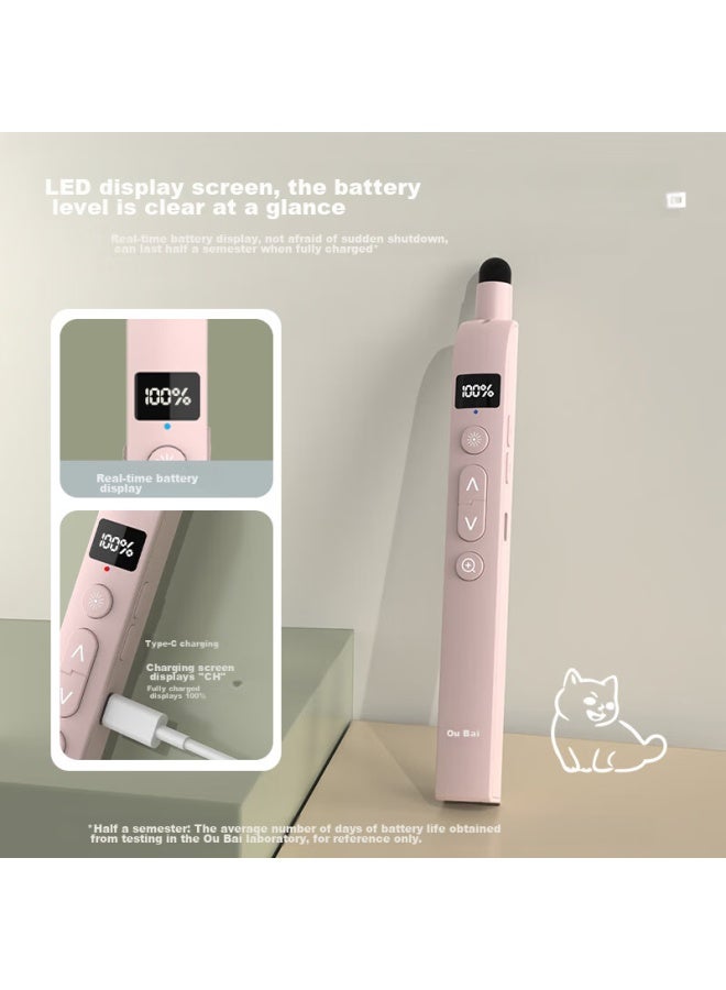 Oubai T10s Ppt Presenter Remote For Teachers, Extendable Teaching Pointer With Laser Pen For Led Screens, Suitable For Online Cl, With Flying Mouse Function, Air Drawing, Countdown Timer, Magnifier, Pink And Green Light - Image 4