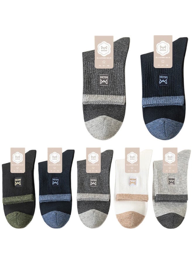 MIIOW 5-Pair Pack, Odor-Resistant Mid-Calf Men'S Socks, 100% Cotton Embroidered, Summer Comfortable Breathable Casual Men'S Socks, One Size Fits All - Image 2