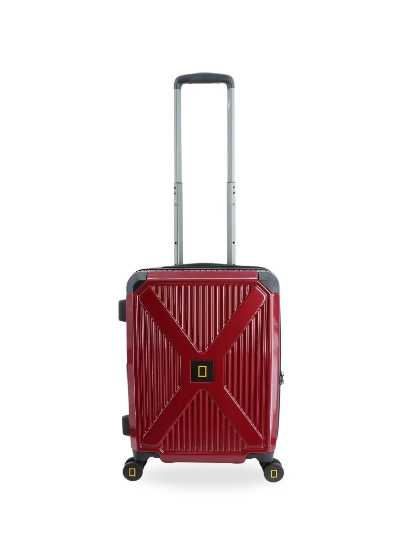 NATIONAL GEOGRAPHIC National Geographic Metallic PC Hardside Luggage Metallic Red Small Cabin Trolley Bag, Lightweight Durable Anti-Theft Zipper TSA Lock, 4 Double Spinner Wheels, Expandable Suitcase with Aluminum Telescopic Handle