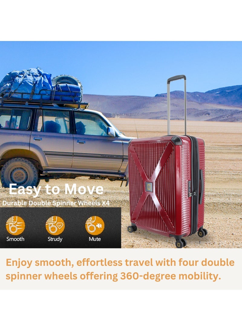 ناشيونال چيوغرافيك حقيبة سفر صغيرة بعجلات مزدوجة من ناشيونال جيوغرافيك معدنية حمراء قابلة للتوسيع مع قفل - Image 5