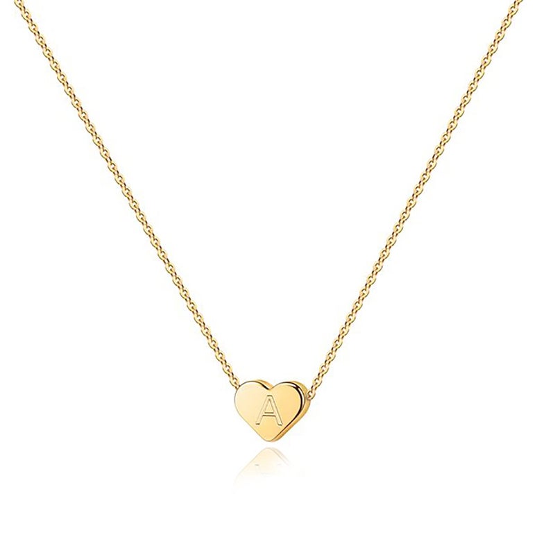 PAVOI 14K Yellow Gold Plated Mini Dainty Heart Initial Necklace | Slider Adjustable Necklace - 18" | Letter Necklaces for Women - Valentines Day Trendy Jewelry | A Initial - Image 1