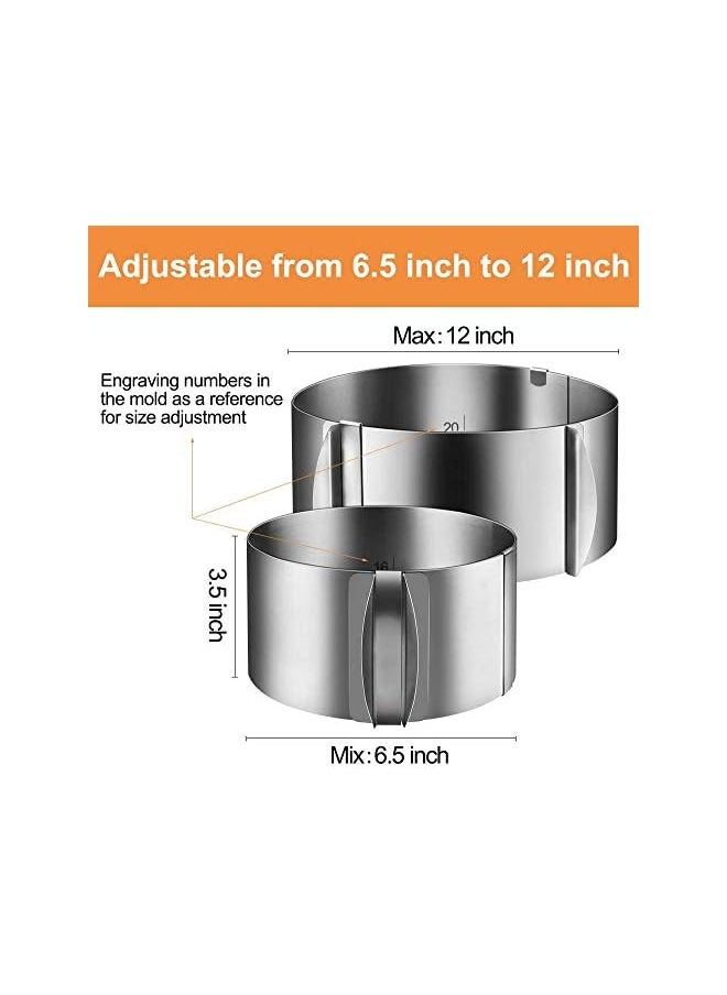 Coolchic 4PCS Cake Baking Tools Set Cake Mould Ring Stainless Steel Adjustable 6.5-12 Inch Mousse Cake Baking with Cake Collars Clear Cake Strips Cake Rolls Mousse Cake Acetate Sheet Delicate Stickers  - Image 4