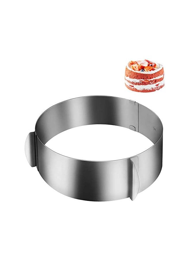 Coolchic 4PCS Cake Baking Tools Set Cake Mould Ring Stainless Steel Adjustable 6.5-12 Inch Mousse Cake Baking with Cake Collars Clear Cake Strips Cake Rolls Mousse Cake Acetate Sheet Delicate Stickers  - Image 2