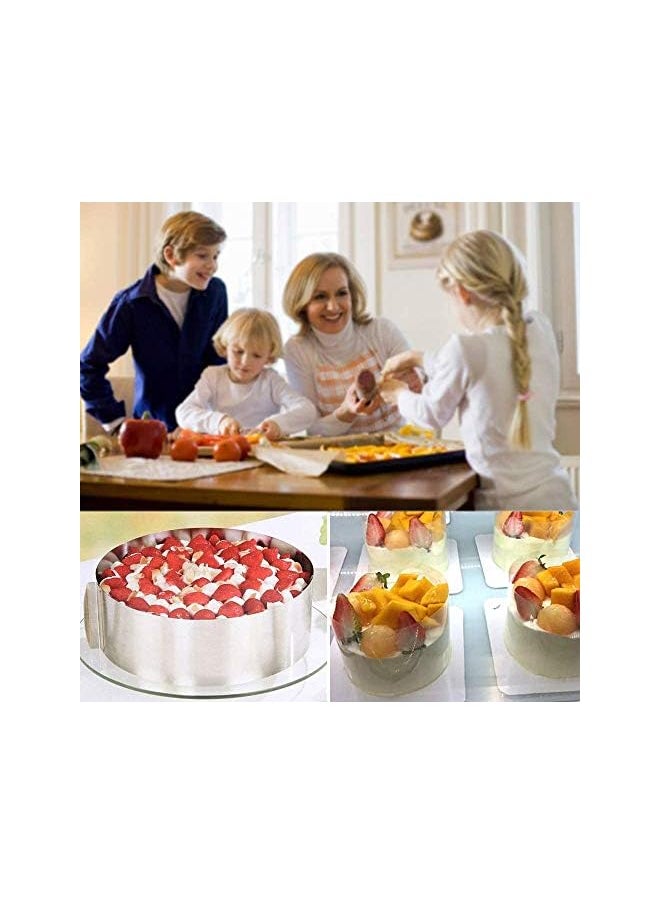 Coolchic 4PCS Cake Baking Tools Set Cake Mould Ring Stainless Steel Adjustable 6.5-12 Inch Mousse Cake Baking with Cake Collars Clear Cake Strips Cake Rolls Mousse Cake Acetate Sheet Delicate Stickers  - Image 5