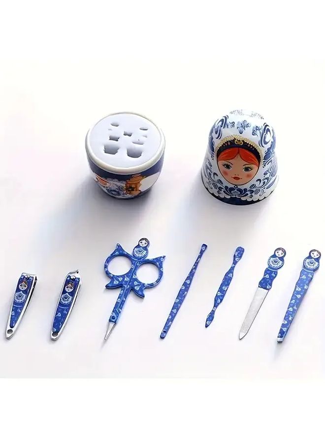 Red Russian Matryoshka 7 Pcs Nail Care Set With Travel Case Manicure Tools Kit - Image 5