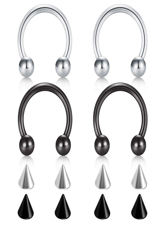 D.Bella 16G 10mm Surgical Steel Nose Septum Horseshoe Hoop Eyebrow Lip Navel Belly Nipple Piercing Ring 10mm Helix Tragus Daith Rook Earrings Replacement Spikes - Image 1