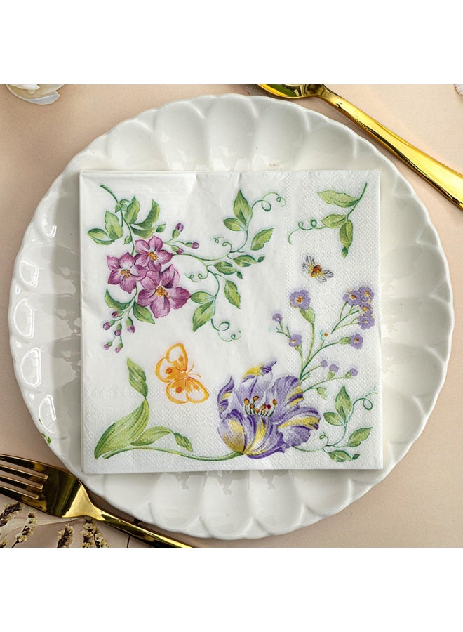 YOLOLAND 40 Pcs Vintage Wildflower Napkins Double Layer Wild Flowers Disposable Floral Paper Dessert Napkin for Spring Summer Birthday Party Supplies Decor - Image 1