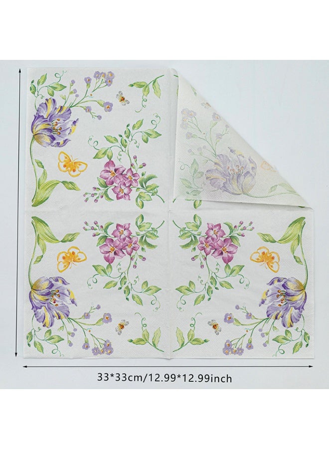 YOLOLAND 40 Pcs Vintage Wildflower Napkins Double Layer Wild Flowers Disposable Floral Paper Dessert Napkin for Spring Summer Birthday Party Supplies Decor - Image 4