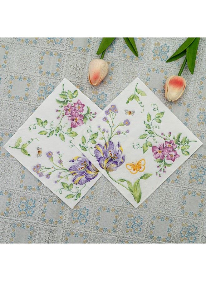 YOLOLAND 40 Pcs Vintage Wildflower Napkins Double Layer Wild Flowers Disposable Floral Paper Dessert Napkin for Spring Summer Birthday Party Supplies Decor - Image 2