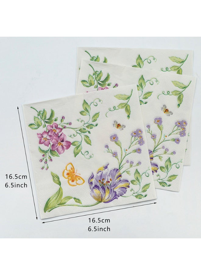 YOLOLAND 40 Pcs Vintage Wildflower Napkins Double Layer Wild Flowers Disposable Floral Paper Dessert Napkin for Spring Summer Birthday Party Supplies Decor - Image 3