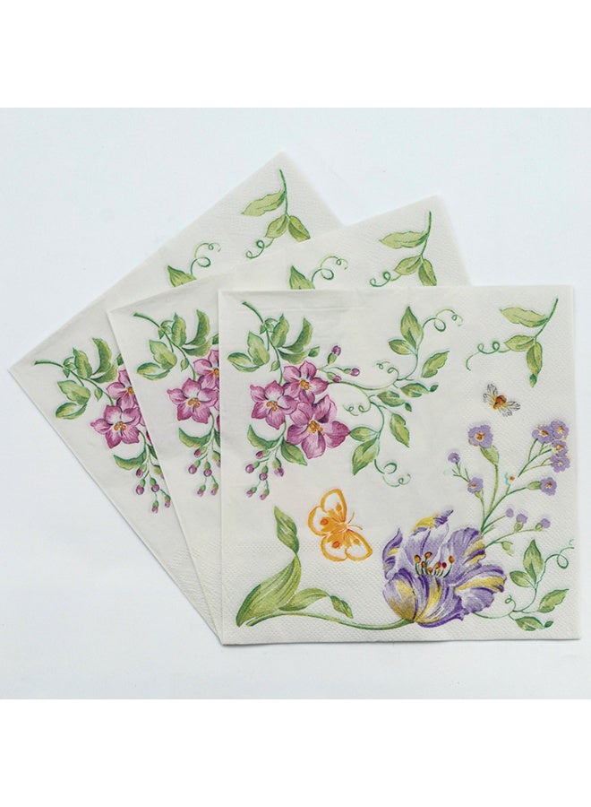 YOLOLAND 40 Pcs Vintage Wildflower Napkins Double Layer Wild Flowers Disposable Floral Paper Dessert Napkin for Spring Summer Birthday Party Supplies Decor - Image 5