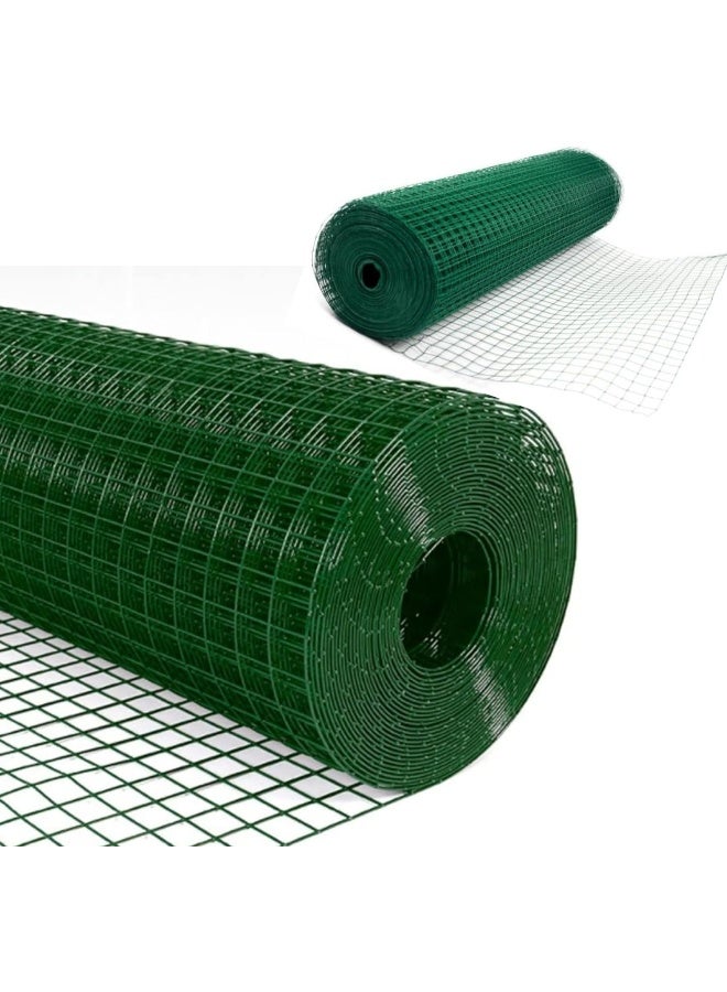 Poaker Wire Mesh Fencing Roll Galvanized Pvc-Coated Green Steel Nets For Gardens Farming Plant Fences Barriers Chicken Wire Aviaries And Hen-Houses 3 Feet - Image 1