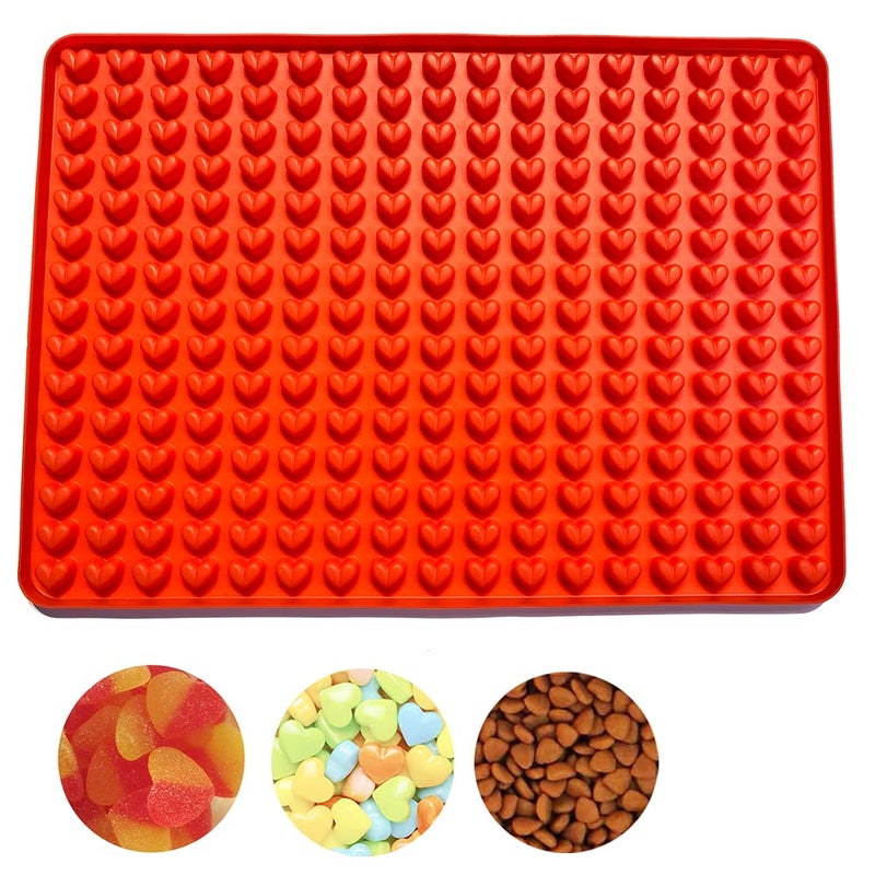 Newk 255 Cavity Pet Treats Mold Mini Heart Shaped Gummy Mold for Chocolate Drops Mold Dog Treats Pan Candy Mold
