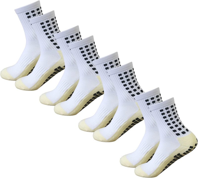 Yufree Men's Soccer Socks Anti Slip Non Slip Grip Pads for Football Basketball Sports Grip Socks, 4 Pair - Image 1