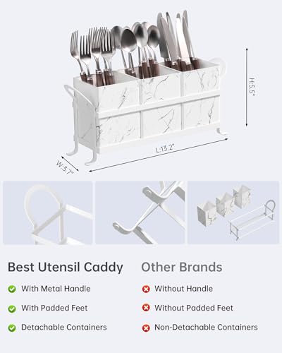 GaryVault Marble Utensil Holder for Countertop - Stylish Marble Kitchen Accessories for Effortless Organization, Ideal Silverware Caddy for Party, Farmhouse Decor Friendly - Image 2