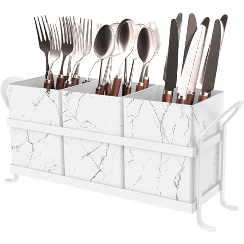 GaryVault Marble Utensil Holder for Countertop - Stylish Marble Kitchen Accessories for Effortless Organization, Ideal Silverware Caddy for Party, Farmhouse Decor Friendly - Image 1