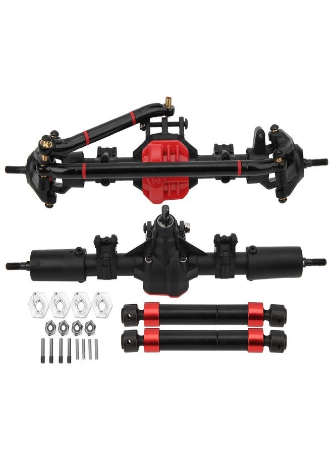 Fockety RC Car Drive Shaft, 2pcs Metal Front Rear Drive Axle Shaft with 38T/15T Gear Teeth, Straight Complete RC Truck Drive Shaft for 1/10 Axial SCX10 I and SCX10 II 1/10 RC Car (Black) - Image 1