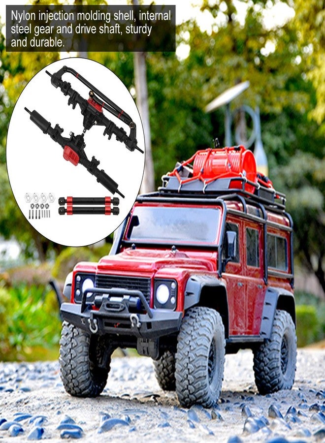 Fockety RC Car Drive Shaft, 2pcs Metal Front Rear Drive Axle Shaft with 38T/15T Gear Teeth, Straight Complete RC Truck Drive Shaft for 1/10 Axial SCX10 I and SCX10 II 1/10 RC Car (Black) - Image 2