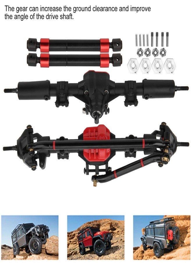 Fockety RC Car Drive Shaft, 2pcs Metal Front Rear Drive Axle Shaft with 38T/15T Gear Teeth, Straight Complete RC Truck Drive Shaft for 1/10 Axial SCX10 I and SCX10 II 1/10 RC Car (Black) - Image 4