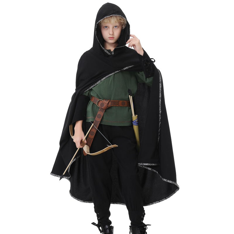 Ezuwail 4PCS Boys Renaissance Costumes Outfit Kids Medieval Viking Costume Sets for Halloween Boys Renaissance Accessories with Kids Medieval Viking Cloak Belt - Image 3
