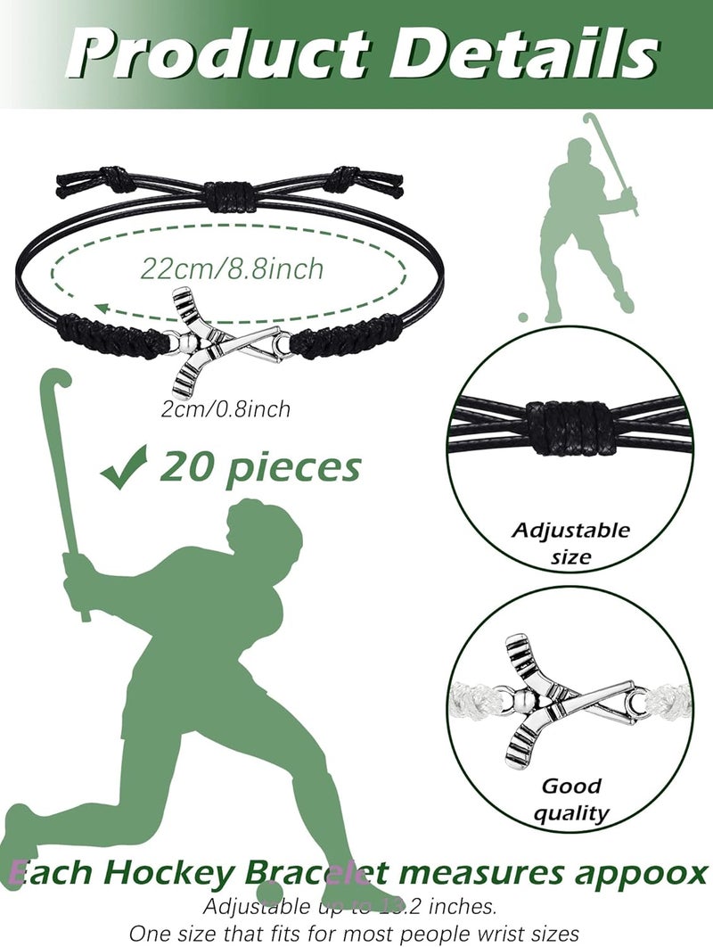 Jadive 20 Pcs Field Hockey Bracelets Adjustable Rope Hockey Bracelet Gift for Friends Players Teams Coaches - Image 2