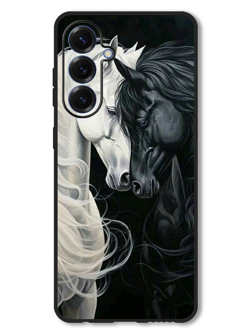 Theodor Case Compatible with Samsung Galaxy A26 Protection Shockproof Bumper Cover Black and White Horse - Image 1