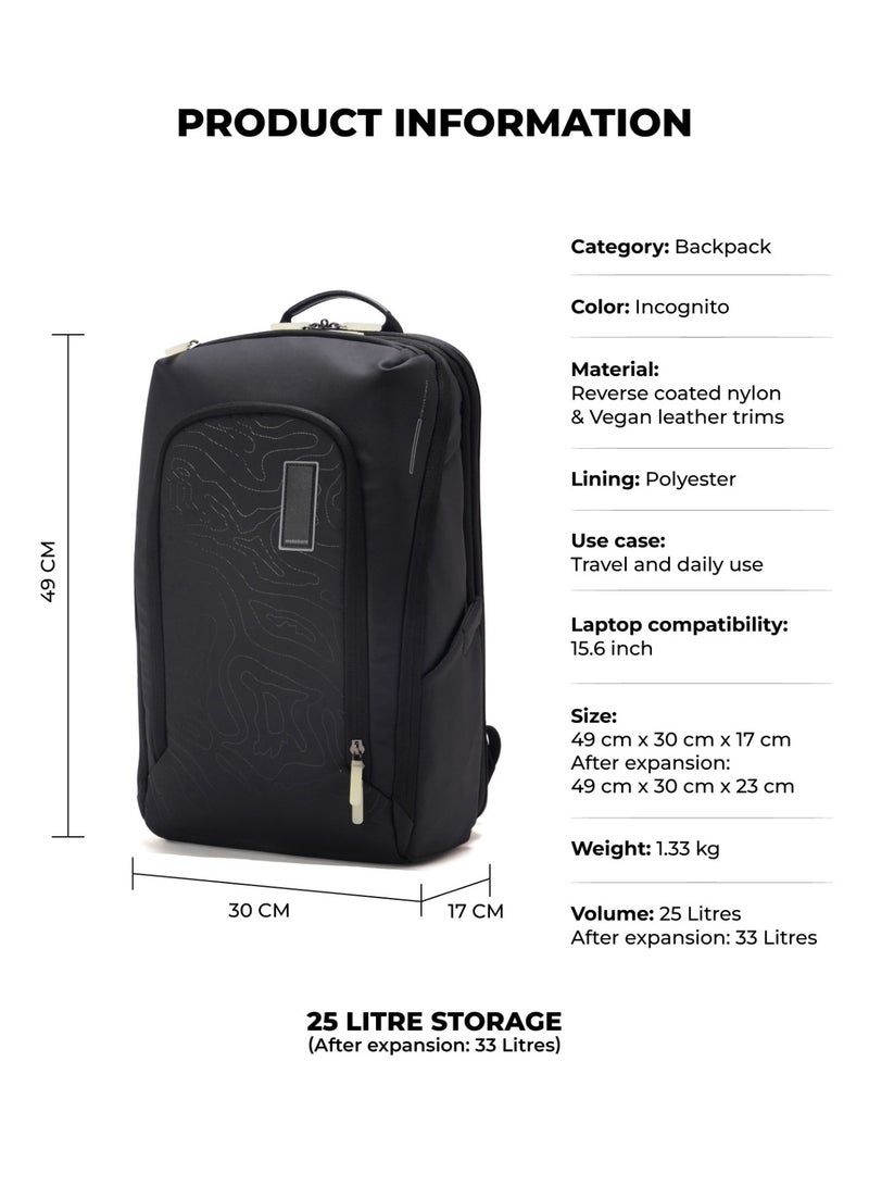 Mokobara The Long Range Backpack - Expandable Water-Resistant Nylon | Black, Incognito - Image 2