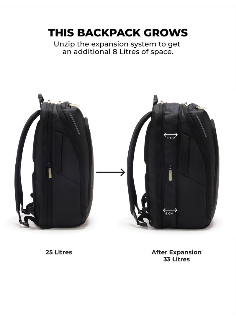 Mokobara The Long Range Backpack - Expandable Water-Resistant Nylon | Black, Incognito - Image 4