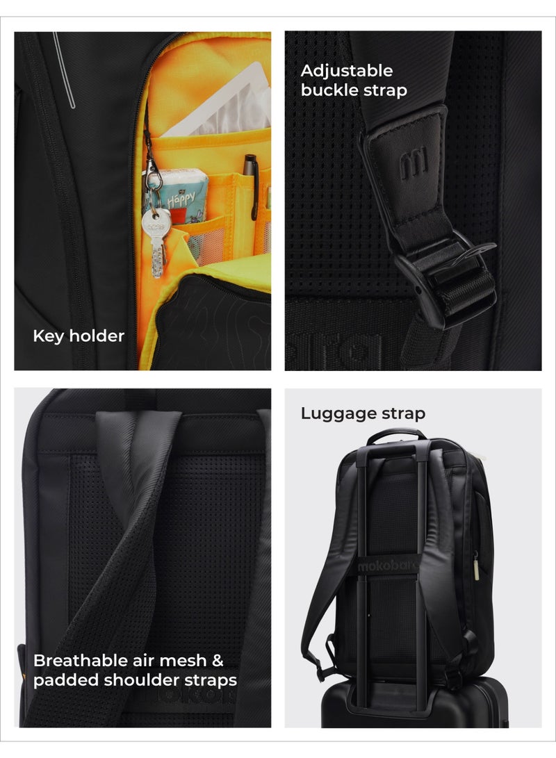 Mokobara The Long Range Backpack - Expandable Water-Resistant Nylon | Black, Incognito - Image 5