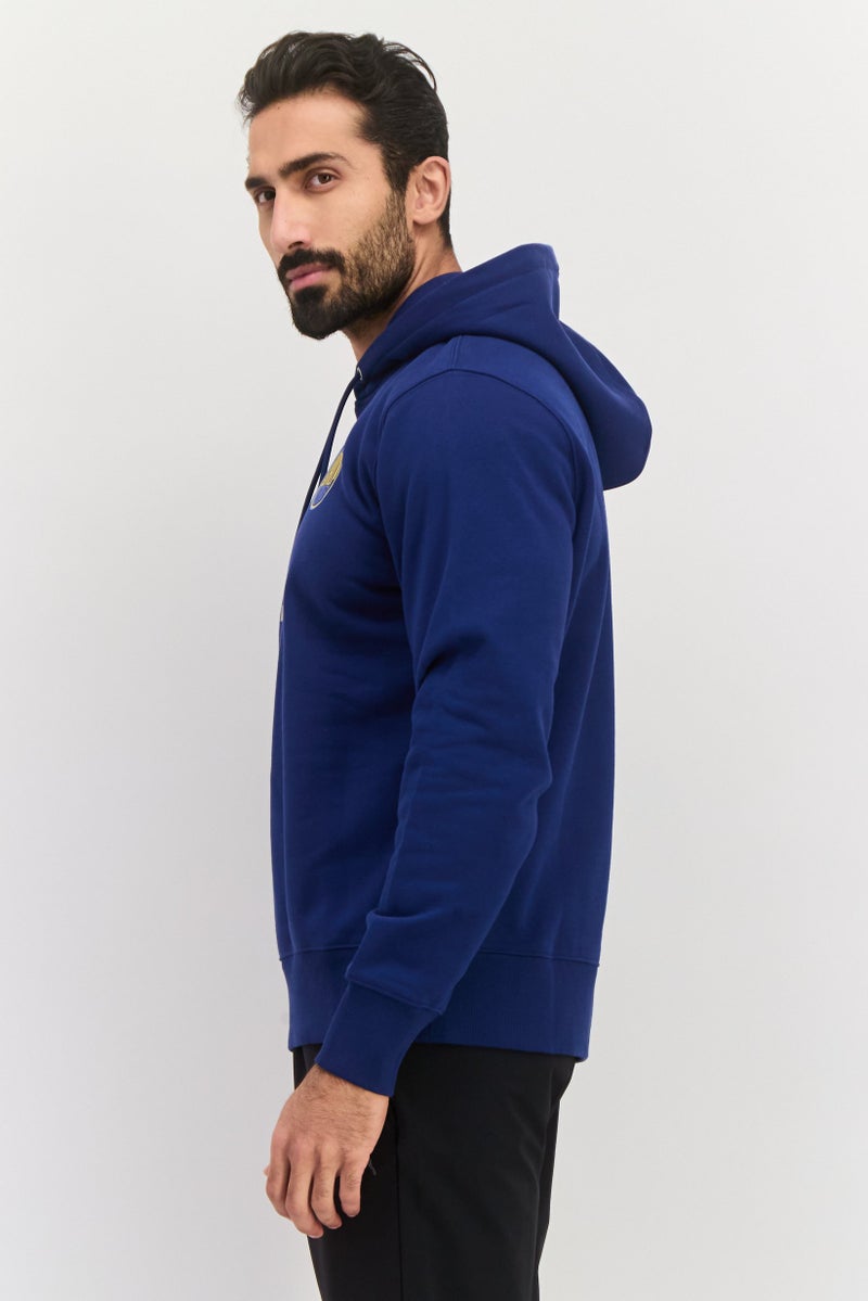 ESPRIT Men Hooded Brand Logo Long Sleeves Sweatshirt, Dark Blue - Image 2