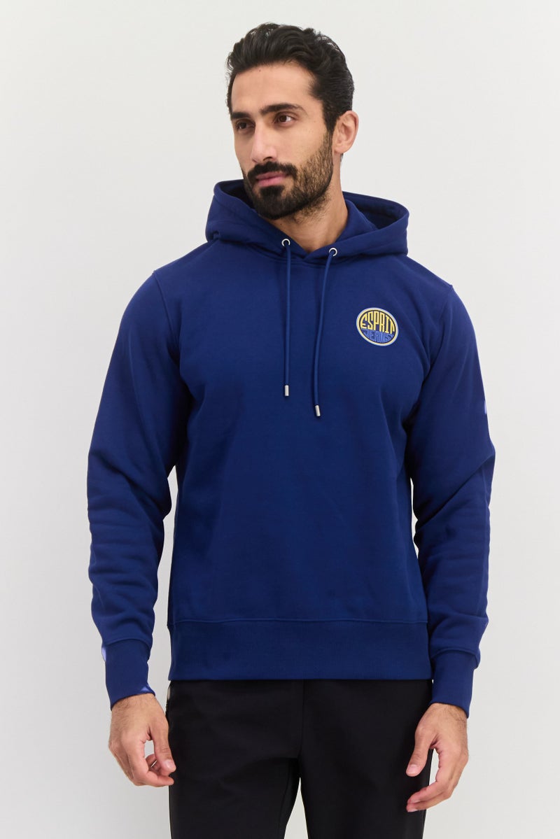 ESPRIT Men Hooded Brand Logo Long Sleeves Sweatshirt, Dark Blue - Image 1