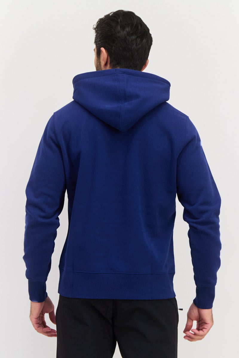 ESPRIT Men Hooded Brand Logo Long Sleeves Sweatshirt, Dark Blue - Image 3
