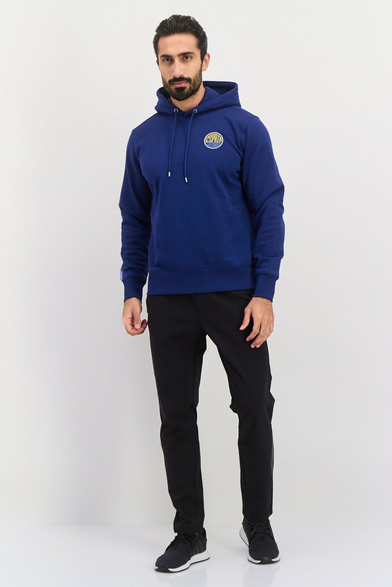 ESPRIT Men Hooded Brand Logo Long Sleeves Sweatshirt, Dark Blue - Image 4