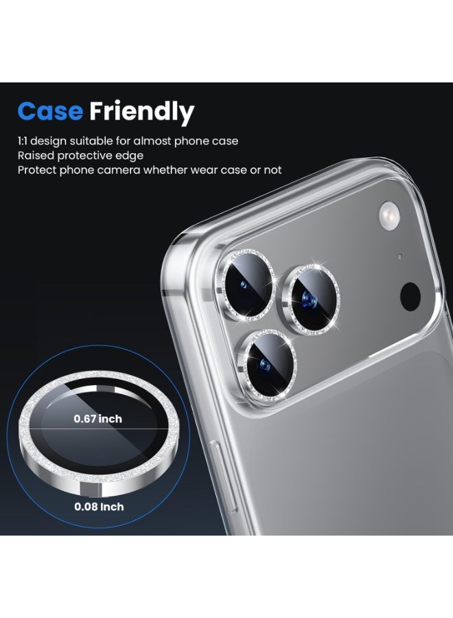 أكاليكس واقي عدسة الكاميرا - لهاتف iPhone 17 Pro Max، مقاوم للكسر Ultra HD 9H زجاج مقوى لشاشة iPhone مع حلقة معدنية، مضاد لبصمات الأصابع ومقاوم للخدش، (فضي لامع) - Image 4