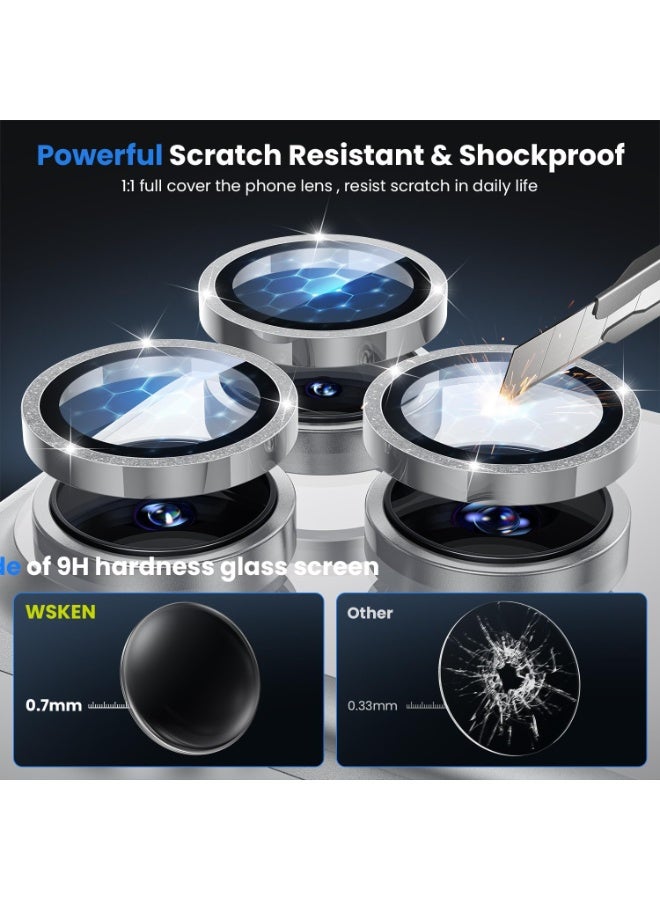 أكاليكس واقي عدسة الكاميرا - لهاتف iPhone 17 Pro Max، مقاوم للكسر Ultra HD 9H زجاج مقوى لشاشة iPhone مع حلقة معدنية، مضاد لبصمات الأصابع ومقاوم للخدش، (فضي لامع) - Image 3