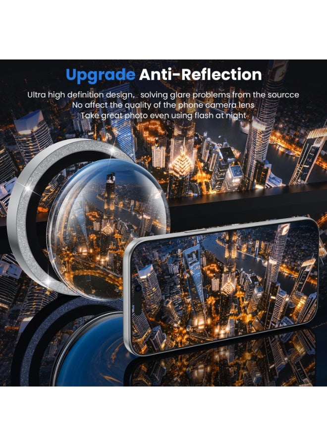 أكاليكس واقي عدسة الكاميرا - لهاتف iPhone 17 Pro Max، مقاوم للكسر Ultra HD 9H زجاج مقوى لشاشة iPhone مع حلقة معدنية، مضاد لبصمات الأصابع ومقاوم للخدش، (فضي لامع) - Image 2