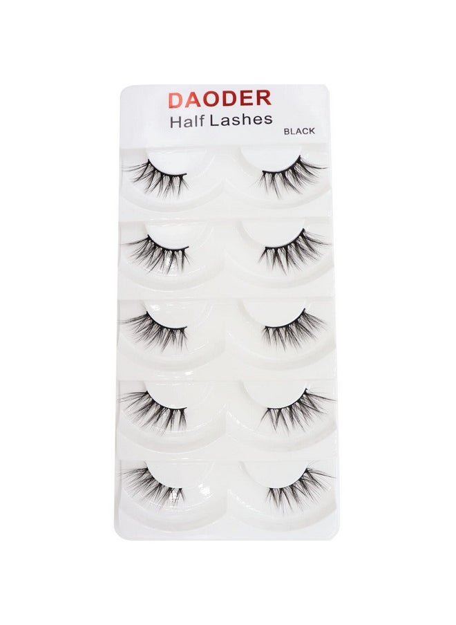 DAODER - DAODER False Eyelashes Half Lashes Wispy Cat Eye Faux 3D Mink Lashes Natural Look Soft Handmade Wispies 7-15mm Eye Lashes For Eye Makeup 5 Pairs (Half Lashes 04) - Image 1