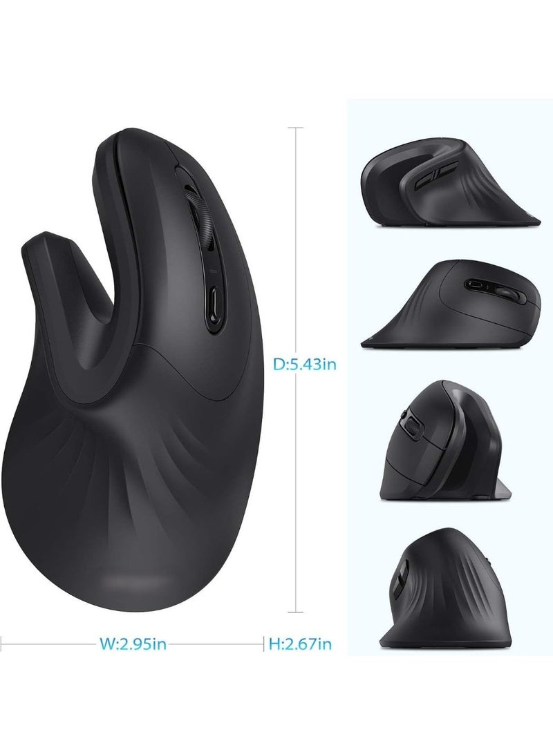 Ergonomic Vertical Wireless Mouse – Silent 6-Button Optical Mouse with 800/1200/1600 DPI, 2.4GHz USB Receiver for PC, Laptop, Mac & Desktop (Right Hand) - Image 4