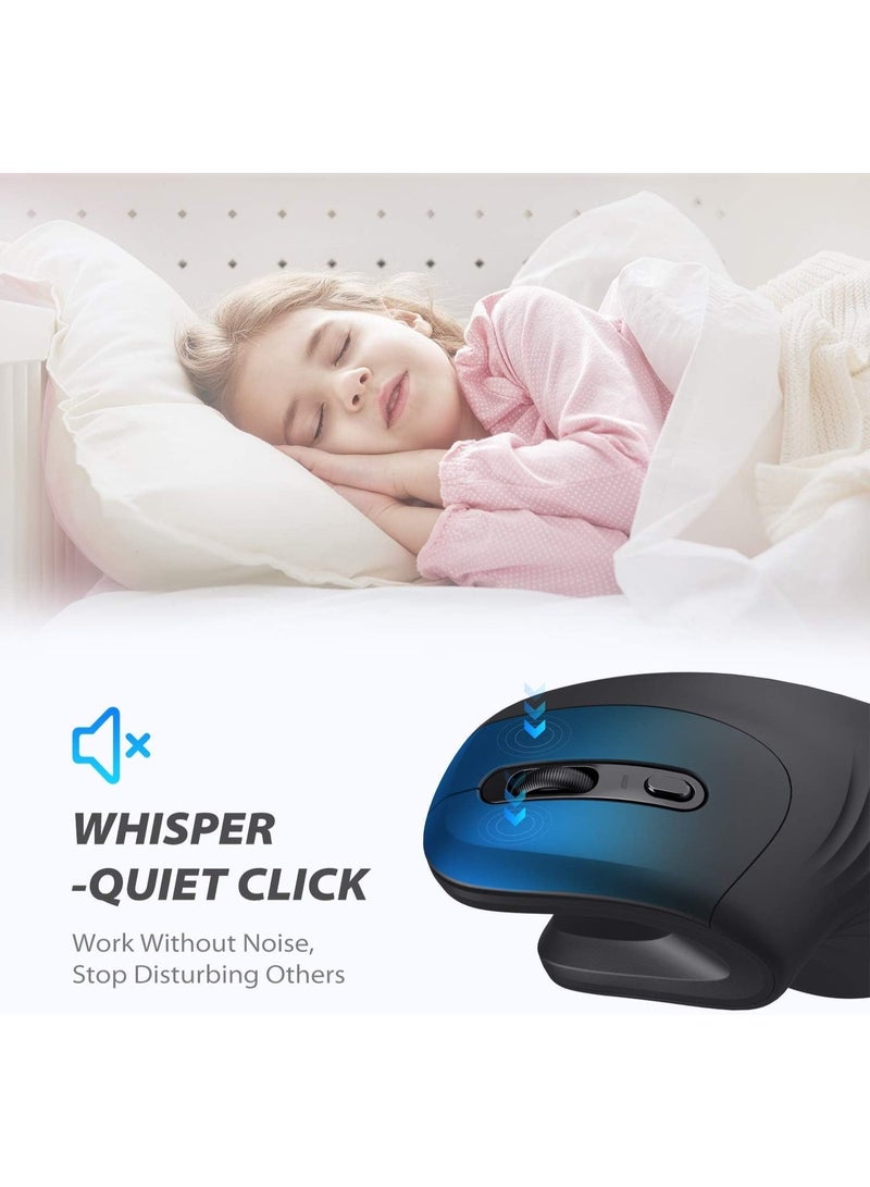 Ergonomic Vertical Wireless Mouse – Silent 6-Button Optical Mouse with 800/1200/1600 DPI, 2.4GHz USB Receiver for PC, Laptop, Mac & Desktop (Right Hand) - Image 2