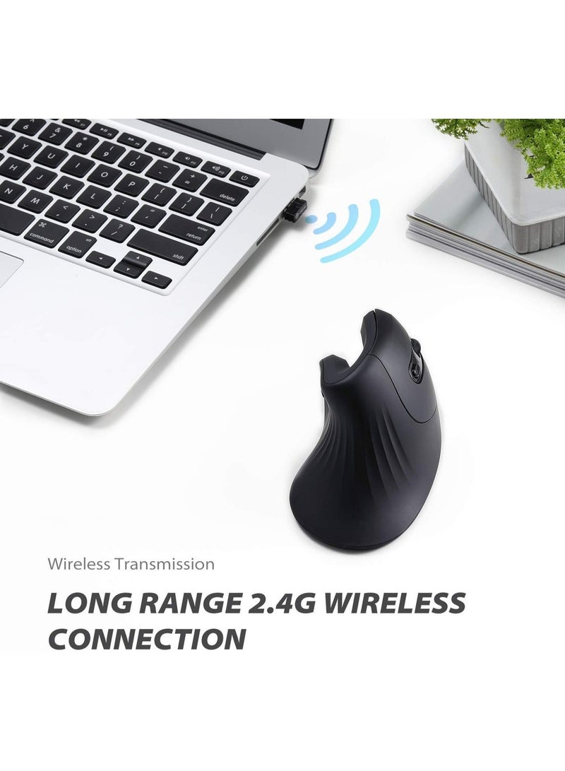 Ergonomic Vertical Wireless Mouse – Silent 6-Button Optical Mouse with 800/1200/1600 DPI, 2.4GHz USB Receiver for PC, Laptop, Mac & Desktop (Right Hand) - Image 5