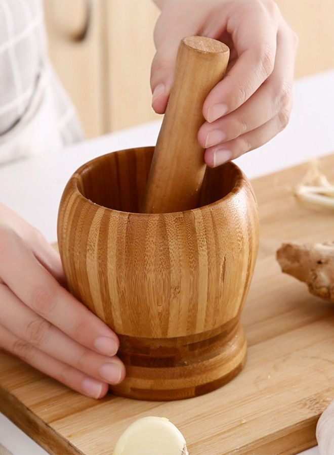 general Bamboo Pestle And Mortar Type Herb Spice Tools Bamboo Mortar Pestle Set Garlic Pounder - Image 1