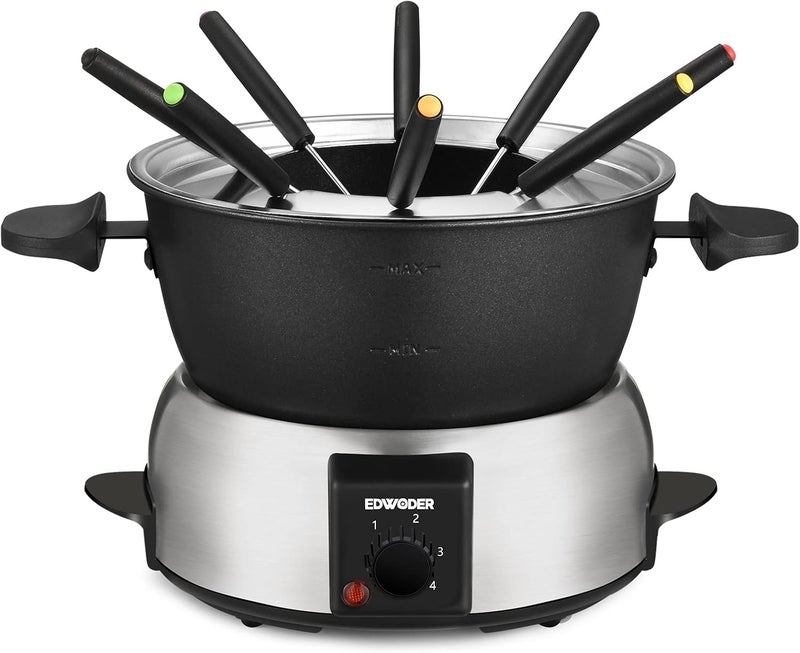 EDWODER Electric Fondue Pot Set,2-Quart 1000-Watt Non-Stick Fondue Maker with Temperature Control,8 Forks,Perfect for Chocolate, Cheese, Caramel - Image 1