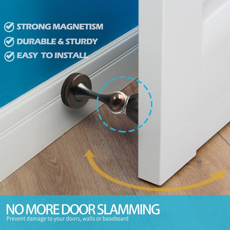 Neoera Magnetic Door Stopï¼ˆOil Rubbed Bronze Colorï¼‰ Door Stopper Strong Magnetic Door Catch for Hold Door Open, Anti-Rust, Heavy Duty for Various Door Types, Wall & Floor Mount 1Pack - Image 2