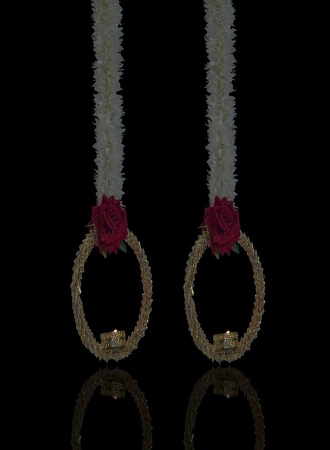 meryCraft 2pcs Handmade Wall Door Hanging Decorated Bell String with Tea Light Candle Holder and Paper Gajra with Circle Hanging Decoration Item for Home Dcor Diwali Festival(MCI-TLCH-D-014) - Image 3