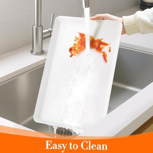WOWBOX 4 pcs Serving Tray for Entertaining, Grilling BBQ Accessories, Serving Platters for Snacks, Fruit, Reusable Plastic Trays for Serving Food and Pantry Organization in Kitchen & for Parties - Image 4