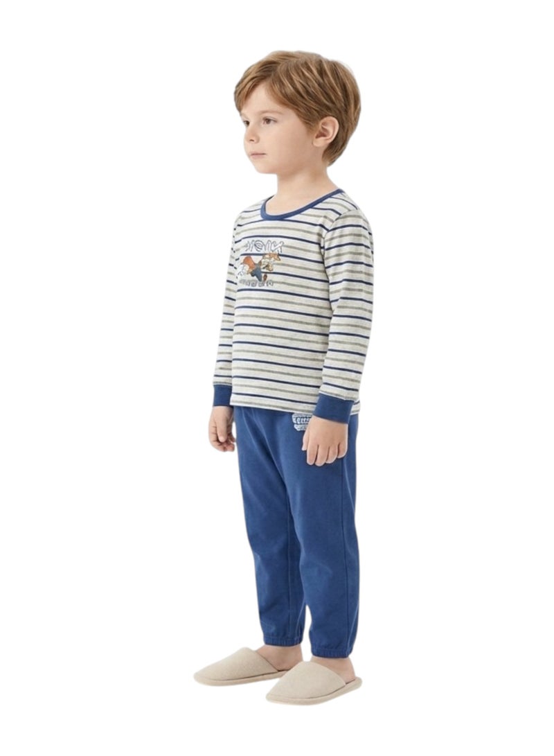 بيداني Boys Cotton  Pajama Set with Otopiaa Print – Blue - Image 3