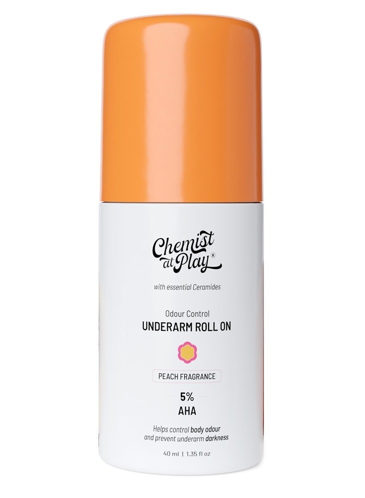 Chemist at Play Roll On Deodorant | Peach Fragrance | Underarms & Body | Lactic Acid, Mandelic Acid & Ceramides | Alcohol & Aluminium Free - Image 2