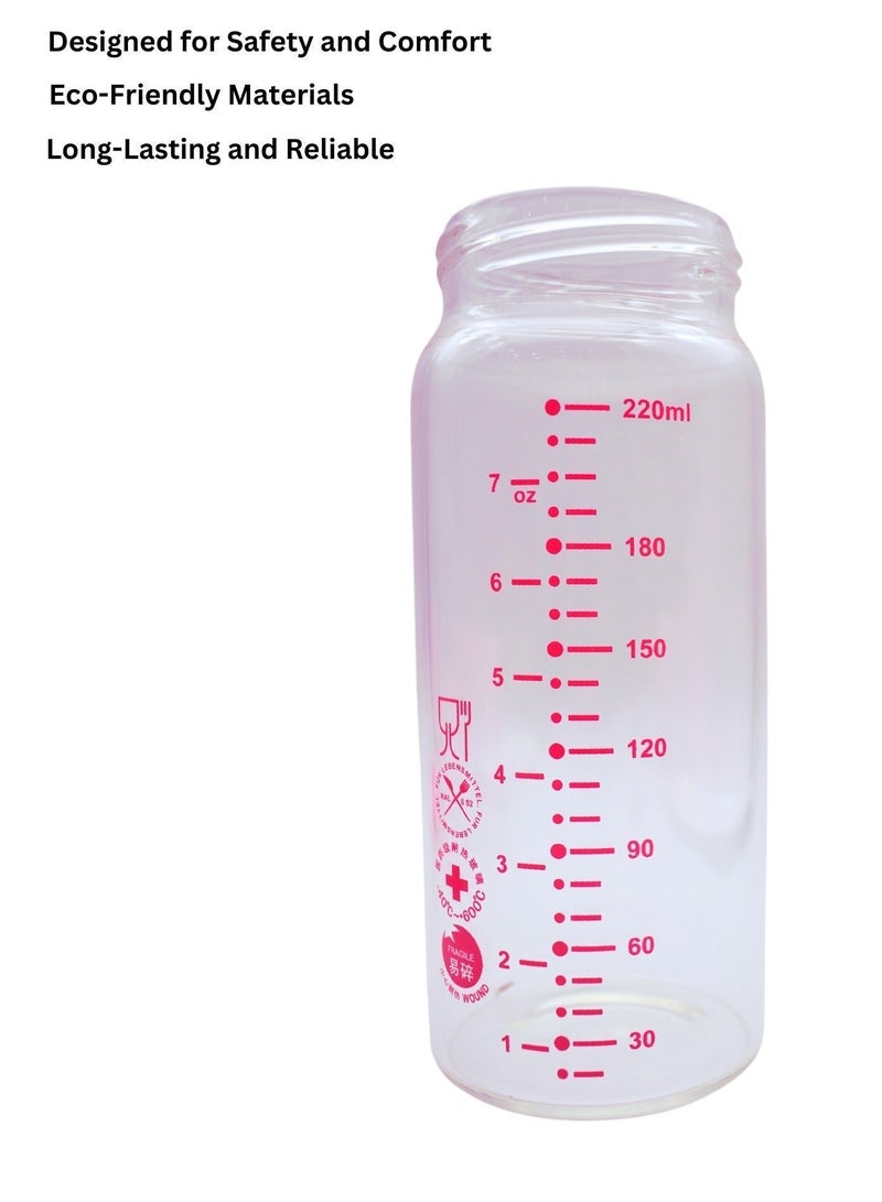 Twisoo Glass Milk Bottle for Babies 3-in-1 - BPA-Free Feeding Bottle with Protective Silicone Case, Premium Glass, 220ml Thermos with 6-8 Hours Heat Retention (Pink) - Image 4